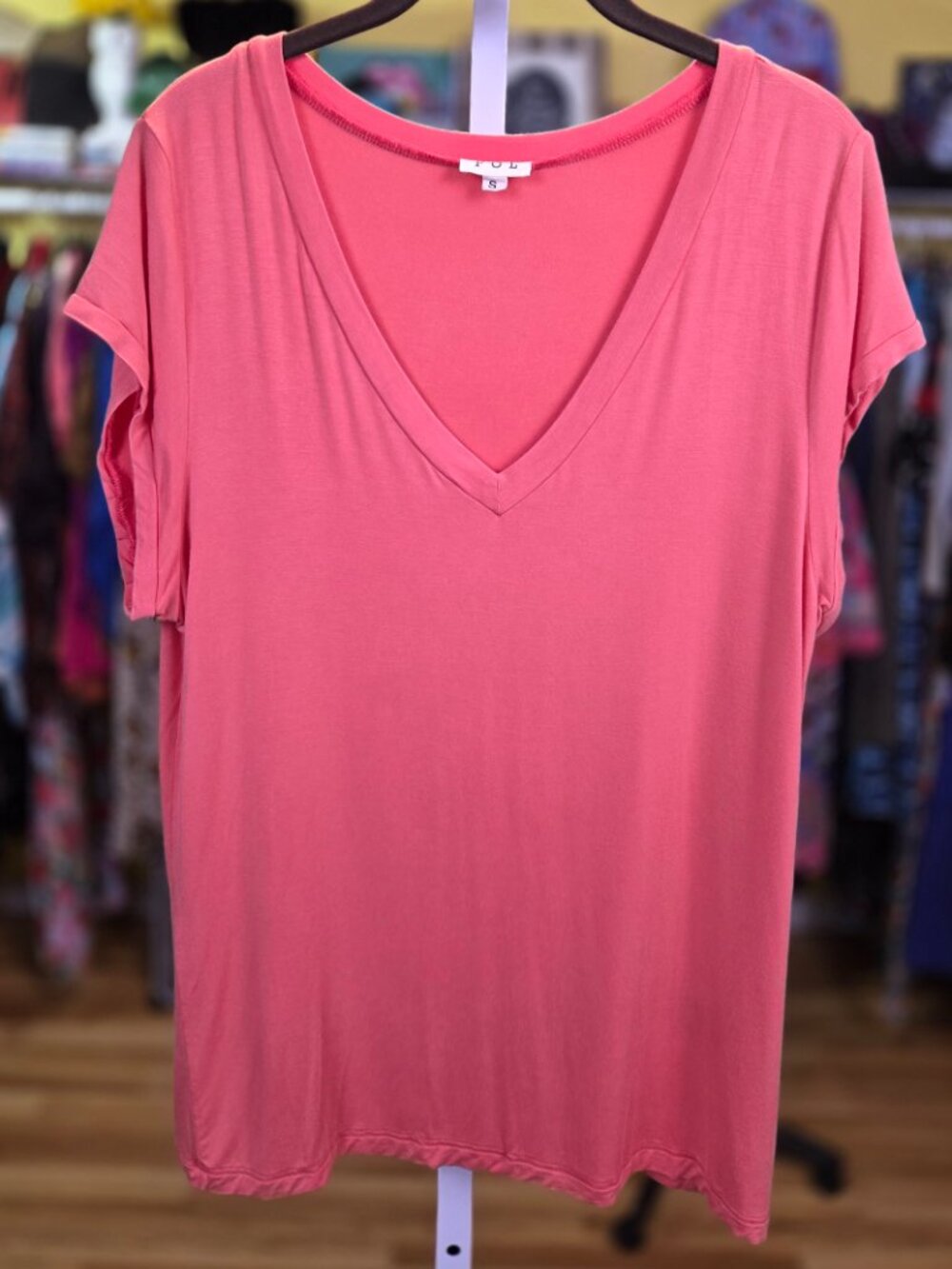 POL Basic Tee V neckline (Color: Peach-Coral) (NEW)